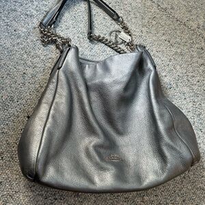 Coach Silver EXCELLENT condition !!!Shoulder Bag with Chain-Link Straps